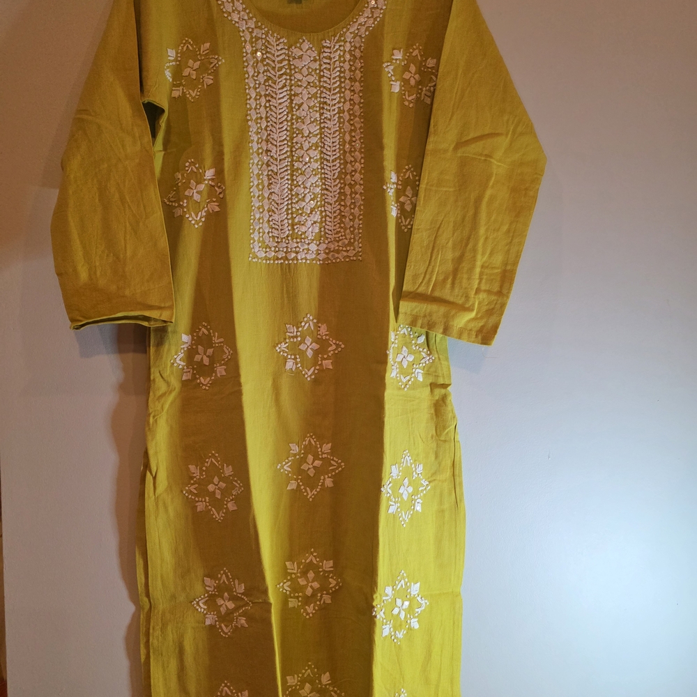 Yellow Embroidered Kurta
